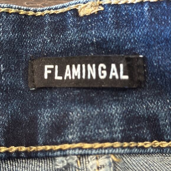 NWT Flamingals Women's High Rise Distressed Boyfriend Jean Dark Wash Size M/6-8 - Picture 6 of 8